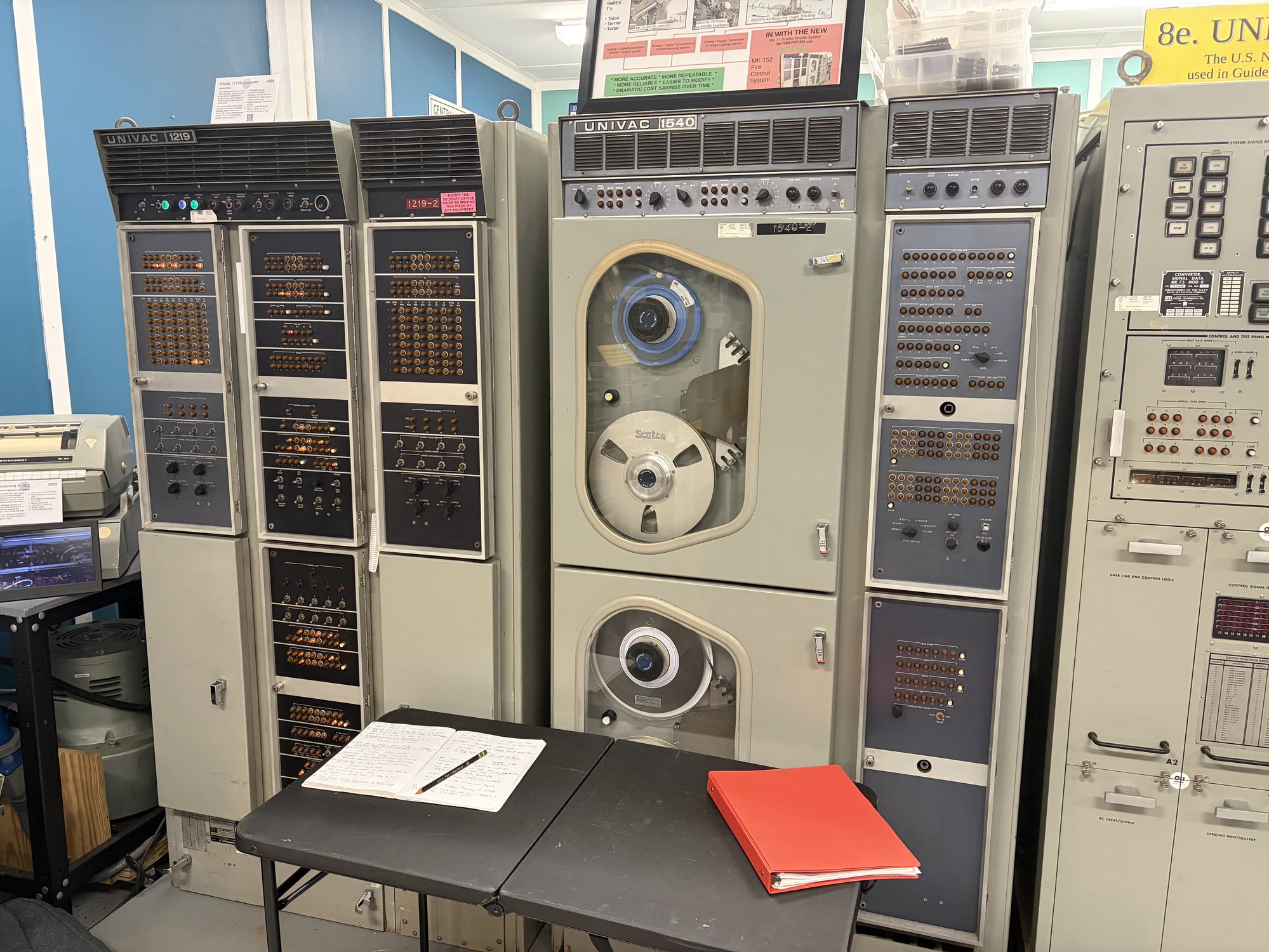 The UNIVAC 1219B and its tape drive at the Vintage Computer Federation museum.